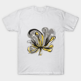 Abstract Yellow and Grey Flower Art No. 513 T-Shirt